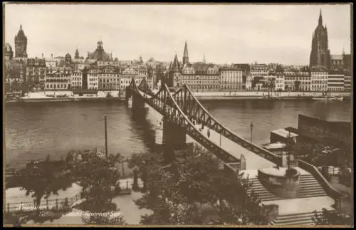 Sachsenhausen Frankfurt am Main Eiserner Steg, Main-Brücke Teilansicht 1920