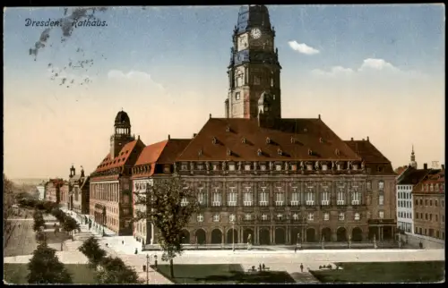 Ansichtskarte Altstadt Dresden Strassen Rathaus 1917   1. Weltkrieg Feldpost