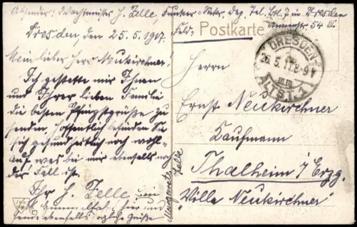 Ansichtskarte Altstadt Dresden Strassen Rathaus 1917   1. Weltkrieg Feldpost