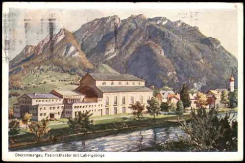 Oberammergau Passionstheater Passionsspielhaus mit Labergebirge 1930