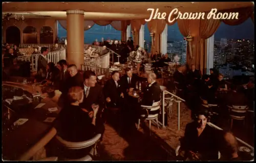 San Francisco Fairmont The Crown Room Innenansicht mit Gesellschaft 1965