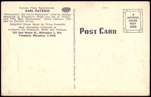 Milwaukee KARL RATZSCH Old World Restaurant Bar Theke Innenansicht 1930