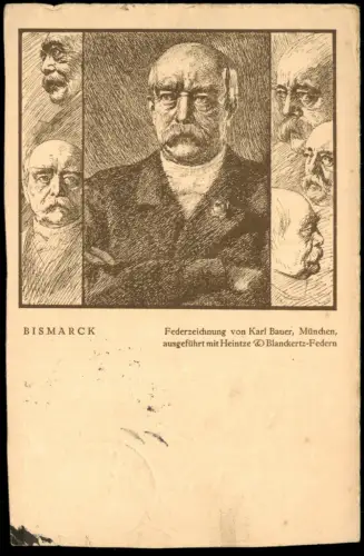 Otto von Bismarck nach Federzeichnung von Karl Bauer München 1913