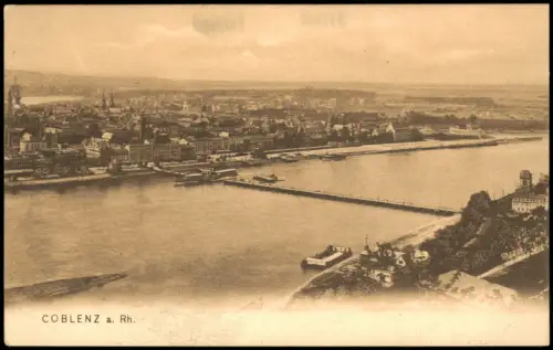 Ansichtskarte Koblenz Panorama-Ansicht Gesamtansicht v. Rhein aus 1907/1905