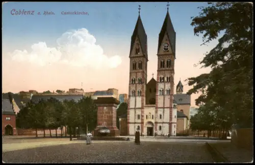 Ansichtskarte Koblenz St. Castor-Kirche Partie an der Castorkirche 1910
