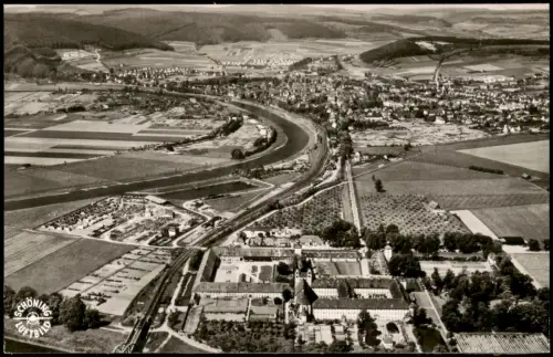 Höxter Weser Luftaufnahme Schloß Corvey mit Siedlung und Jugendherberge 1960
