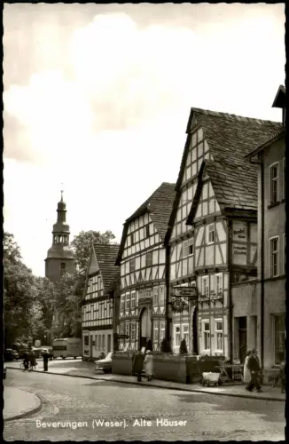 Beverungen Ortsansicht Straße Leute Gasthaus Alte Häuser 1955/1969