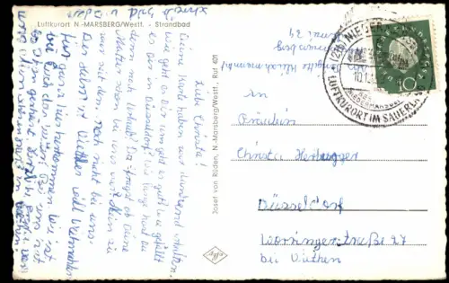 Ansichtskarte Marsberg Strandbad Freibad Schwimmbad 1959