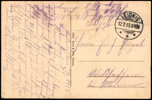 Ansichtskarte Leisnig Panorama  Schloss 1915   1. Weltkrieg Feldpost