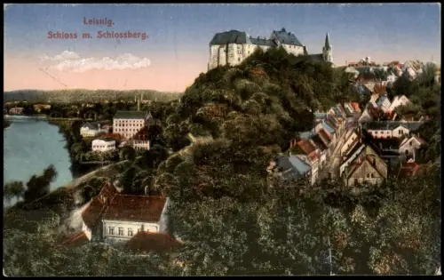 Ansichtskarte Leisnig Panorama-Ansicht mit Schloss und Schlossberg 1910