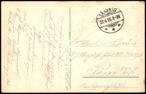 Ansichtskarte Leisnig Panorama  Partie an der Mulde 1916 1. Weltkrieg Feldpost