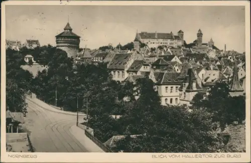 Ansichtskarte Nürnberg Hallertor Straßenpartie 1932