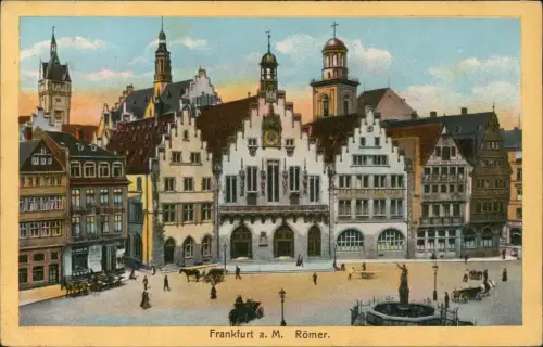 Ansichtskarte Frankfurt am Main Römer Colorkarte 1918 Feldpost WK1 Lazarett