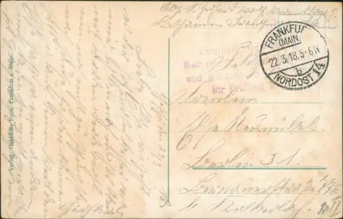 Ansichtskarte Frankfurt am Main Römer Colorkarte 1918 Feldpost WK1 Lazarett