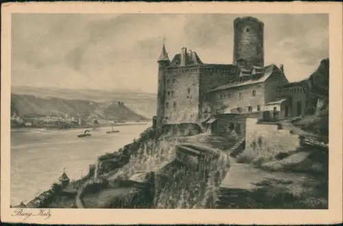 Ansichtskarte St. Goarshausen Burg Katz am Rhein, River Rhine Castle 1910