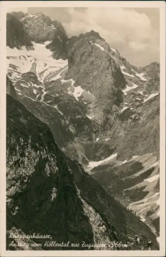 Ansichtskarte Grainau Anstieg vom Höllental zur Zugspitze - Fotokarte 1932