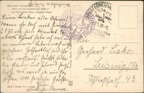 Garmisch-Partenkirchen Bayrische Zugspitzbahn Münchner Haus im Winter 1939