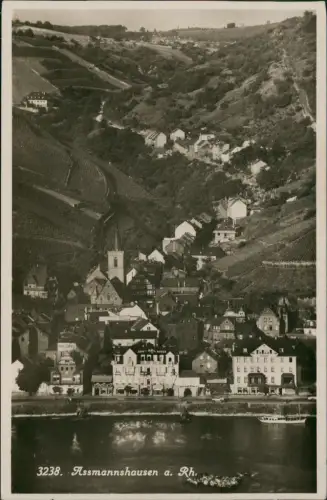 Assmannshausen am Rhein-Rüdesheim (Rhein) Stadt Schiff und Hotel Anker 1930