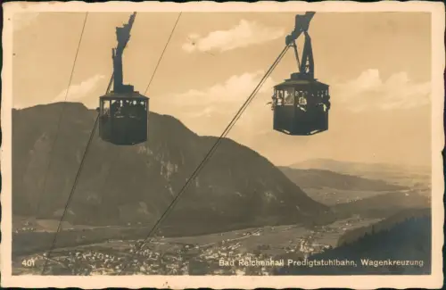 Foto Ansichtskarte Bad Reichenhall Predigtstuhlbahn, Wagenkreuzung 1940