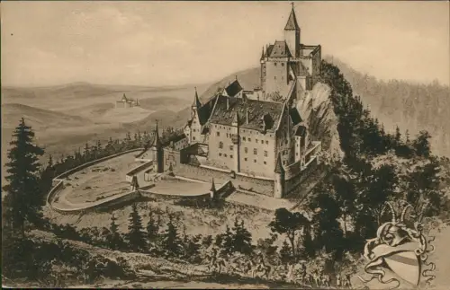 Baden-Baden Altes Schloß vor der Zerstörung Künstlerkarte 1910