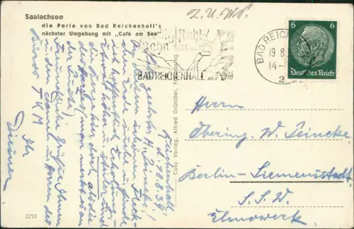 Ansichtskarte Bad Reichenhall Partie am Salachsee 1938