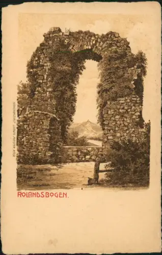 Rolandswerth-Remagen Rolandsbogen Burg Rolandseck - Künstlerkarte 1922