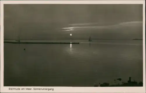 Ansichtskarte Steinhude-Wunstorf am Meer. Sonnenuntergang Stimmungsbild 1952
