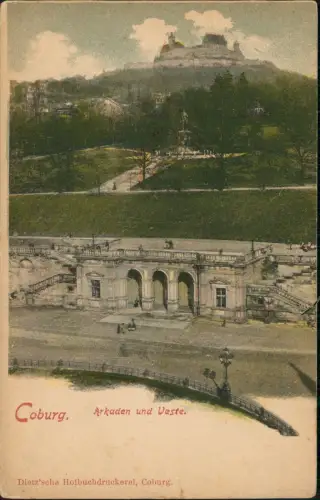 Ansichtskarte Coburg Arkaden und Veste. 1901