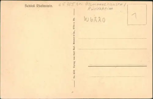 Ansichtskarte Bingen am Rhein Schloss Rheinstein 1924