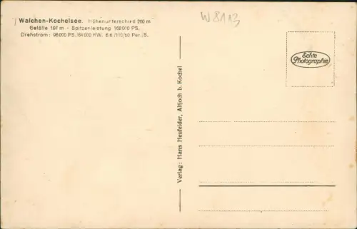Ansichtskarte Kochel am See Walchensee Kraftwerk 1933