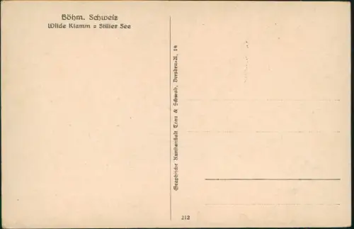 Postcard Jonsdorf (CZ) Janov Böhm. Schweiz Wilde Klamm Stiller See 1914