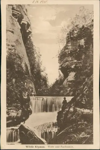 Postcard Jonsdorf (CZ) Janov Wilde Klamm. Wehr und Fuchsstein. 1930