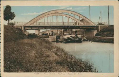 CPA Berry-au-Bac Pont sur le Canal de l'Aisne 1928