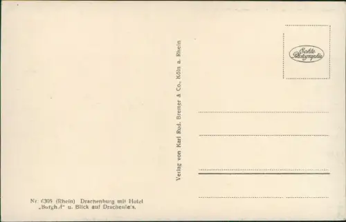 Ansichtskarte Königswinter Drachenburg mit Blick auf Drachenfels. 1930