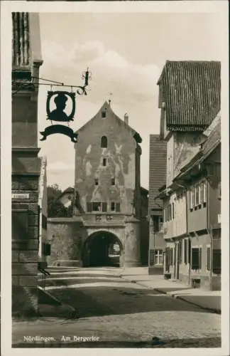 Ansichtskarte Nördlingen Langgasse - Am Bergertor 1931