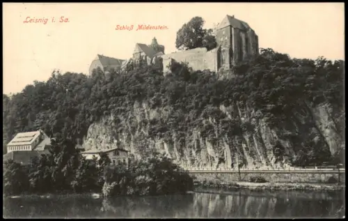 Ansichtskarte Leisnig Schloss Mildenstein - Bahnstrecke 1916