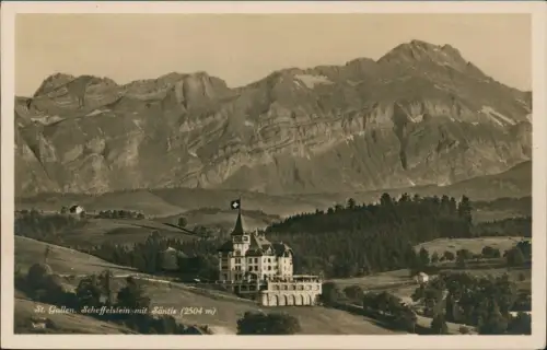 Ansichtskarte St. Gallen Scheffelstein mit Säntis - Fotokarte 1930