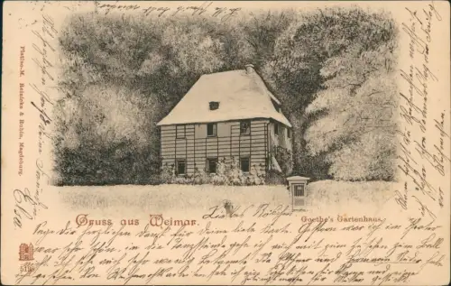Ansichtskarte Weimar Goethes Gartenhaus Pforte 1900