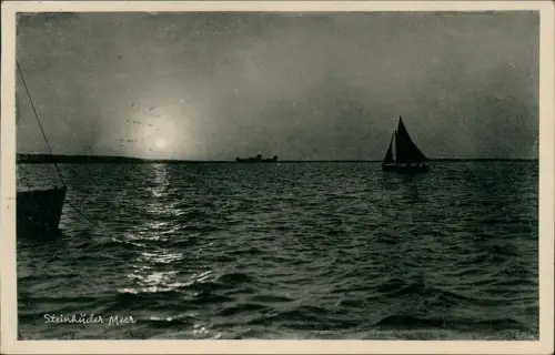 Ansichtskarte Wunstorf Steinhuder Meer Segelboote Mondschein 1938