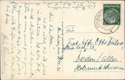 Ansichtskarte Wunstorf Steinhuder Meer Segelboote Mondschein 1938