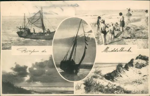 Postkaart Middelkerke 5 Bild Strand Fischerboote 1950