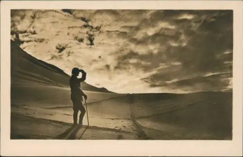 Ansichtskarte .Schweiz Stimmungsbild Wanderer in den Alpen Gletscher 1930