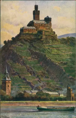 Ansichtskarte Braubach Marksburg - Künstlerkarte 1914