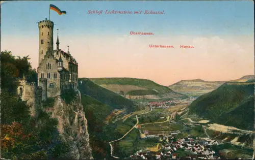 Lichtenstein Württemberg Schloss  Oberhausen. Unterhausen. Honau. 1914