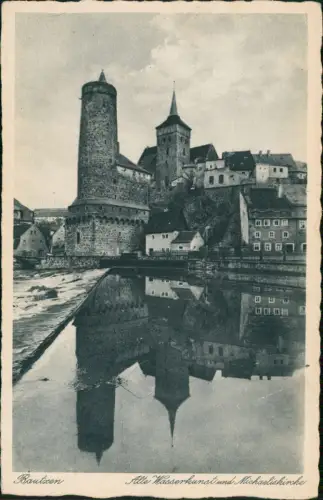 Ansichtskarte Bautzen Budyšin Alle Wasserkunst und Michaeliskirche 1928