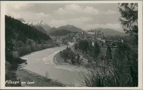 Ansichtskarte Füssen Lech und Stadt Fotokarte 1930