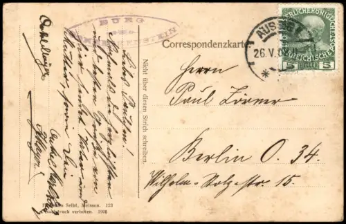 Schreckenstein Elbe Aussig Střekov (Laben) Ústí nad Labem Burg 1906