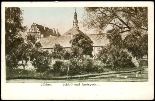 Ansichtskarte Lübben (Spreewald) Lubin (Błota) Schloss und Amtsgericht 1910