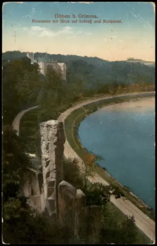 Döben-Grimma Panorama-Ansicht Feueresse mit Blick auf Schloß und Muldental 1919