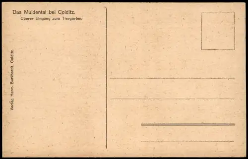 Ansichtskarte Colditz Ortsansicht Oberer Eingang zum Tiergarten 1910